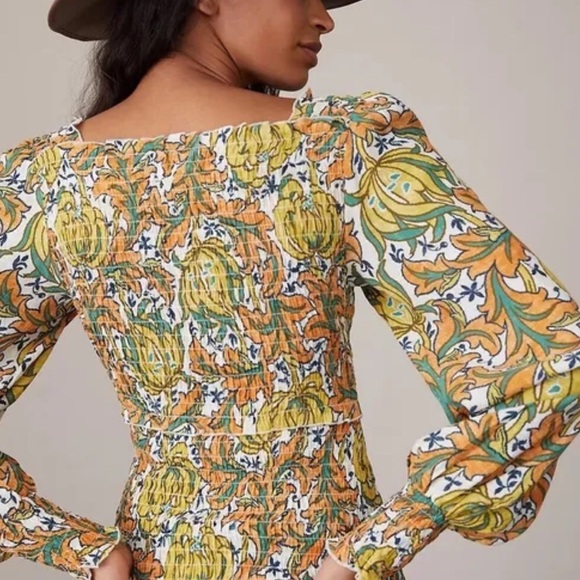 Anthropologie Tops - Anthropologie The Rayna Floral Puff Sleeve Boho Shirt - M